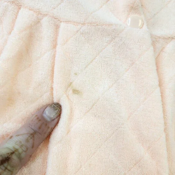 VTG House Coat S Pastel Blue Pink Floral 2pc Snap Button Grandmacore Cottagecore - Picture 11 of 12